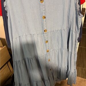 Hayden Light Blue Denim Button-Down Top